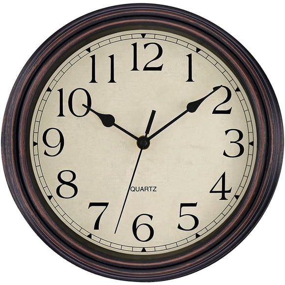 Reloj de pared Foxtop, retro, silencioso, no hace tictac, 30 cm, color bronce