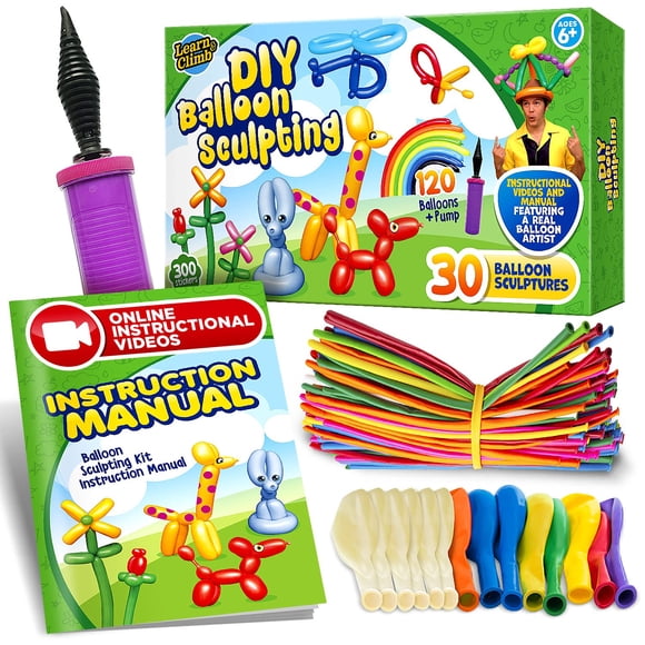 Kit de animales con globos para aprender y escalar, hecho tú mismo, con 100 globos y bomba