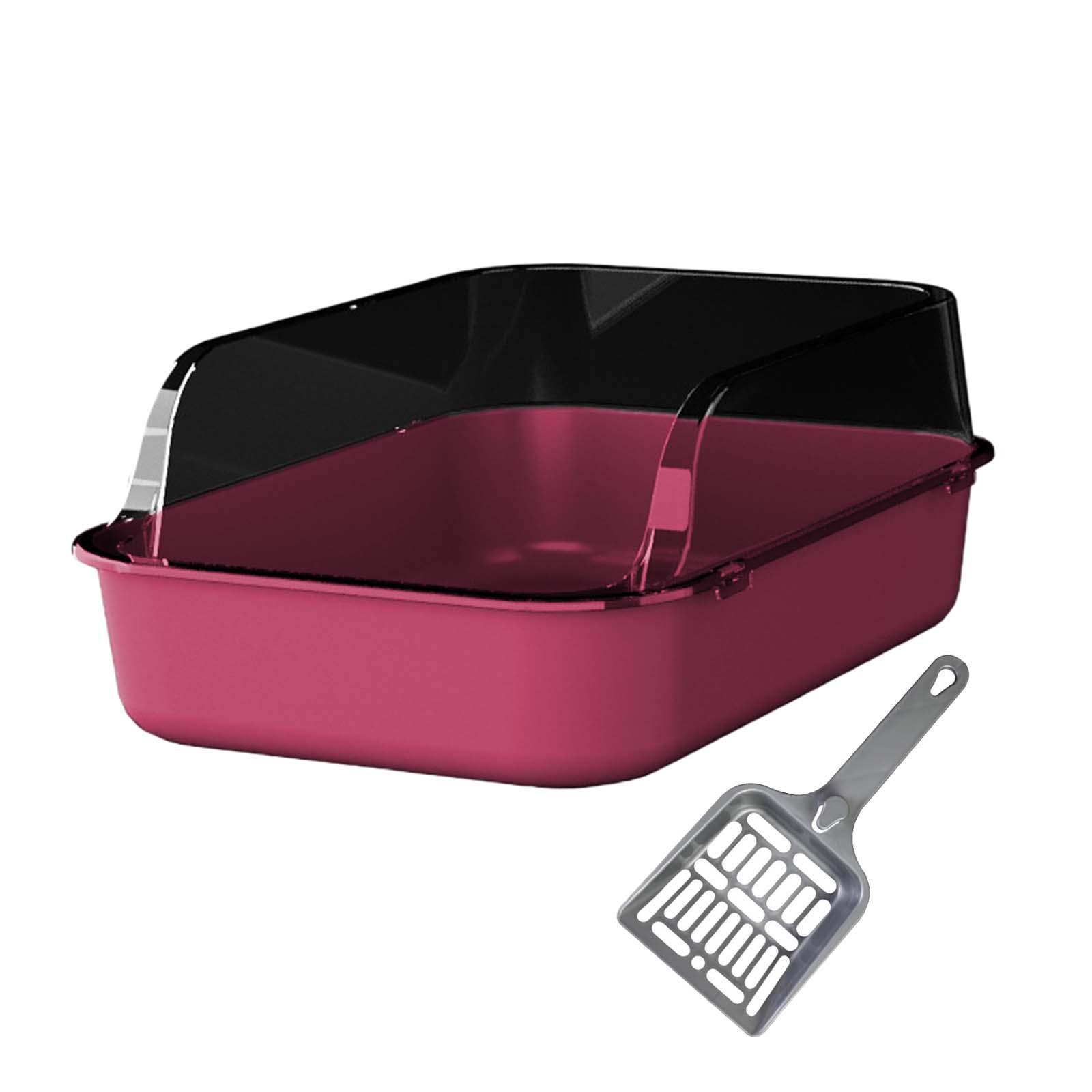 Magideal - Caja De Arena Para Gatos, Orinal Semicerrado, Inodoro Portátil Para Gatitos De Lado Alto, Caja De Arena Para Gatos, Frente Rebajado Para Gatos Jóvenes Rosa
