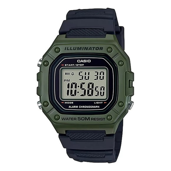 Reloj Casio W-218H-3AV – Verde militar, resistente y cómodo