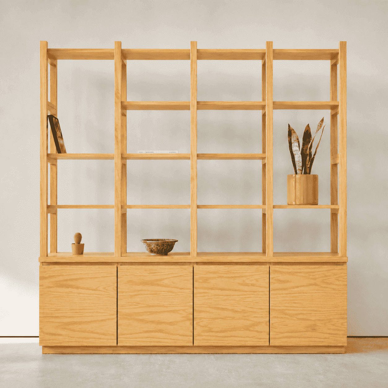 Arca Muebles - Biblioteca "arrayán" Estantería Abierta De Madera Con Postes - Natural - 180x35x200 Cm