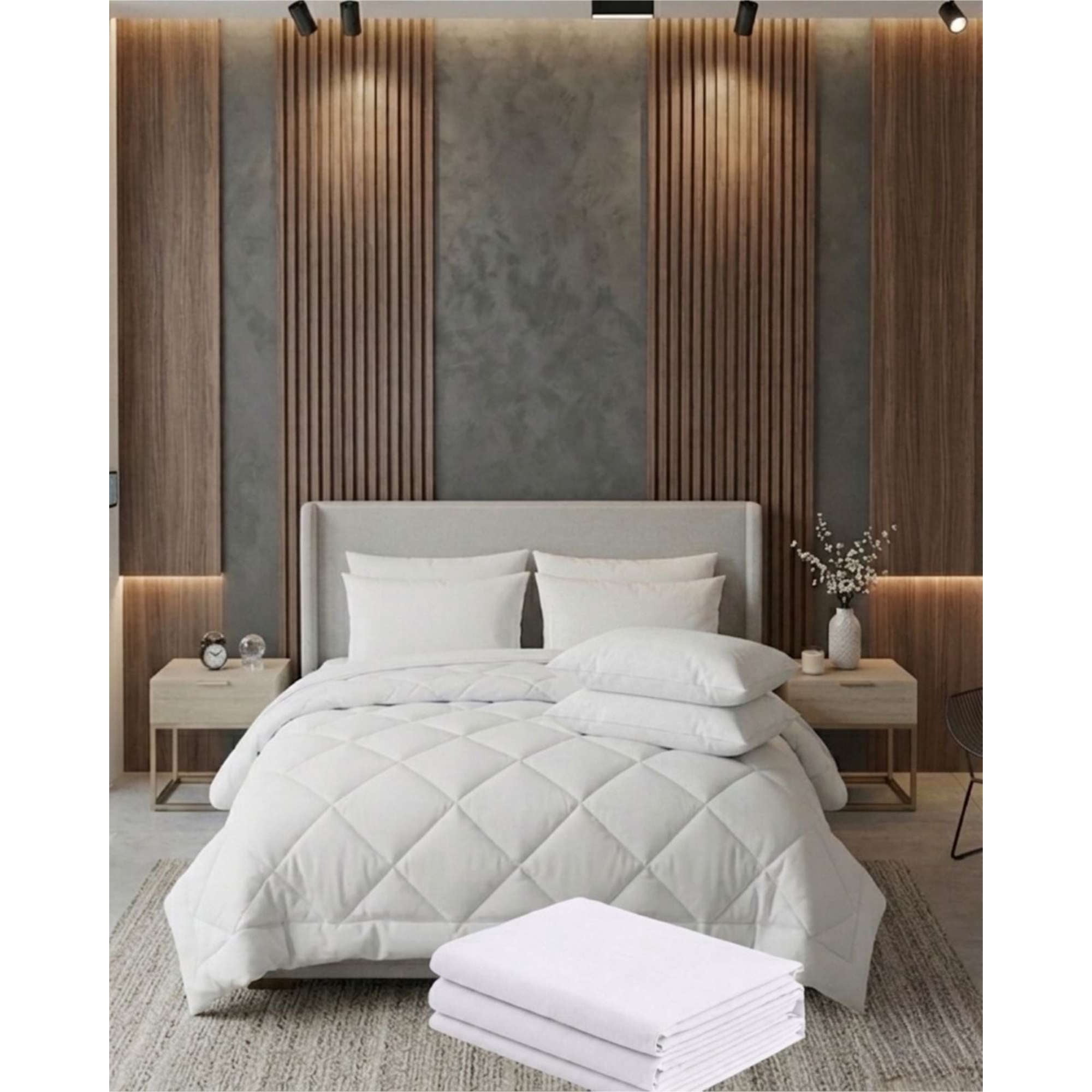 Rouss - Set Sábanas Mas Plumón Nordico Mas 1 Almohada Plaza Y Media 150x200 Cm Blanco