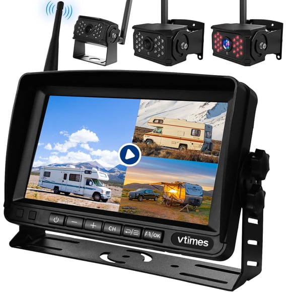 Sistema inalámbrico de cámara de reversa para RV VTimes con monitor HD de 7"