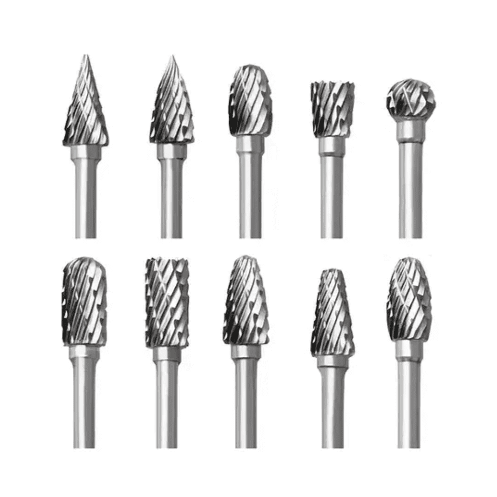 set 10 Fresas Rotativas Belug Para Metal, Taladro Y Dremel, Lima Plata