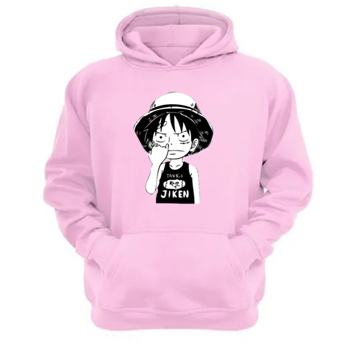 Genérico - Poleron Canguro Luffy Rosa Talla M Unisex