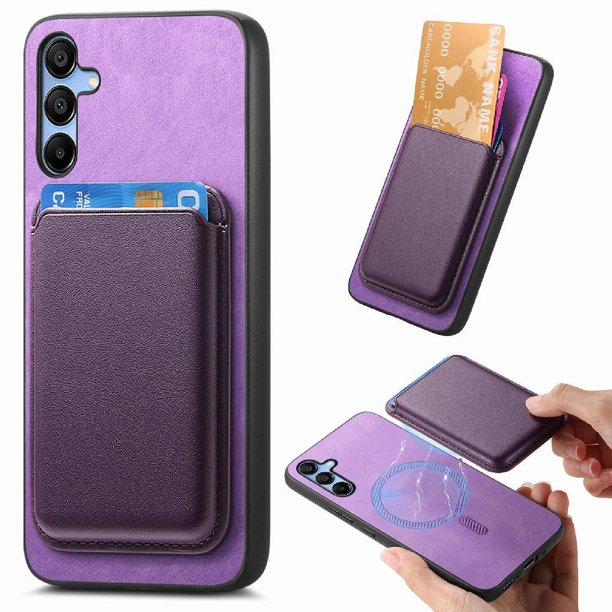 Funda de Cuero Magnética con Tarjetero para Samsung Galaxy A16 Cubierta Delgada Morado