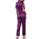 thumbnail image 3 of INSPIRE CHIC Conjunto de Pijama de Satén para Mujer de Manga Corta con Botones, Detalle de Ribete y Cintura Elástica, Conjunto de Descanso XS Púrpura, 3 of 6