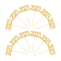 Bothyi - 12 Piezas 2023 Cupcake Topper Glitter Para Decoración De Fiesta Suministros Temáticos De Cumpleaños Aureate