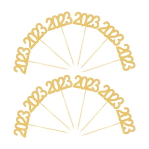 Bothyi - 12 Piezas 2023 Cupcake Topper Glitter Para Decoración De Fiesta Suministros Temáticos De Cumpleaños Aureate