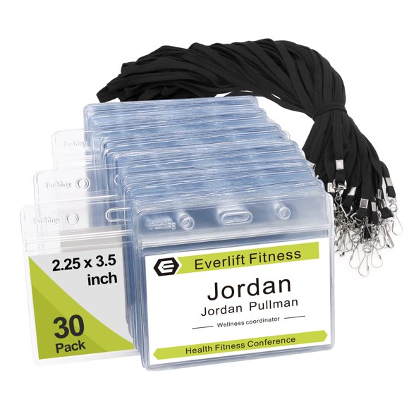 Soporte para tarjetas identificativas y tarjetas de identificación con cordón Fushing, 30 unidades