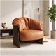 thumbnail image 1 of Sillón Lorenzo Individual Ecocuero Estructura Curva De Acero Marrón Liso, 1 of 8