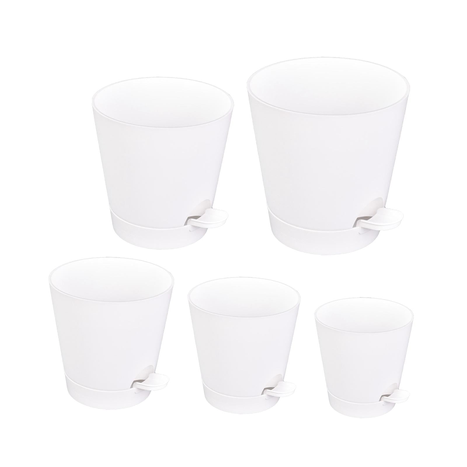 Magideal - 5x Maceteros De Autorriego, Macetas Para Flores, Macetas De Jardín Con Orificio De Drenaje, Macetas Redondas Blancas Para Decoración De Jardines Y Pla