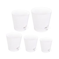 Magideal - 5X Maceteros De Autorriego, Macetas Para Flores, Macetas De Jardín Con Orificio De Drenaje, Macetas Redondas Blancas Para Decoración De Jardines Y Pla