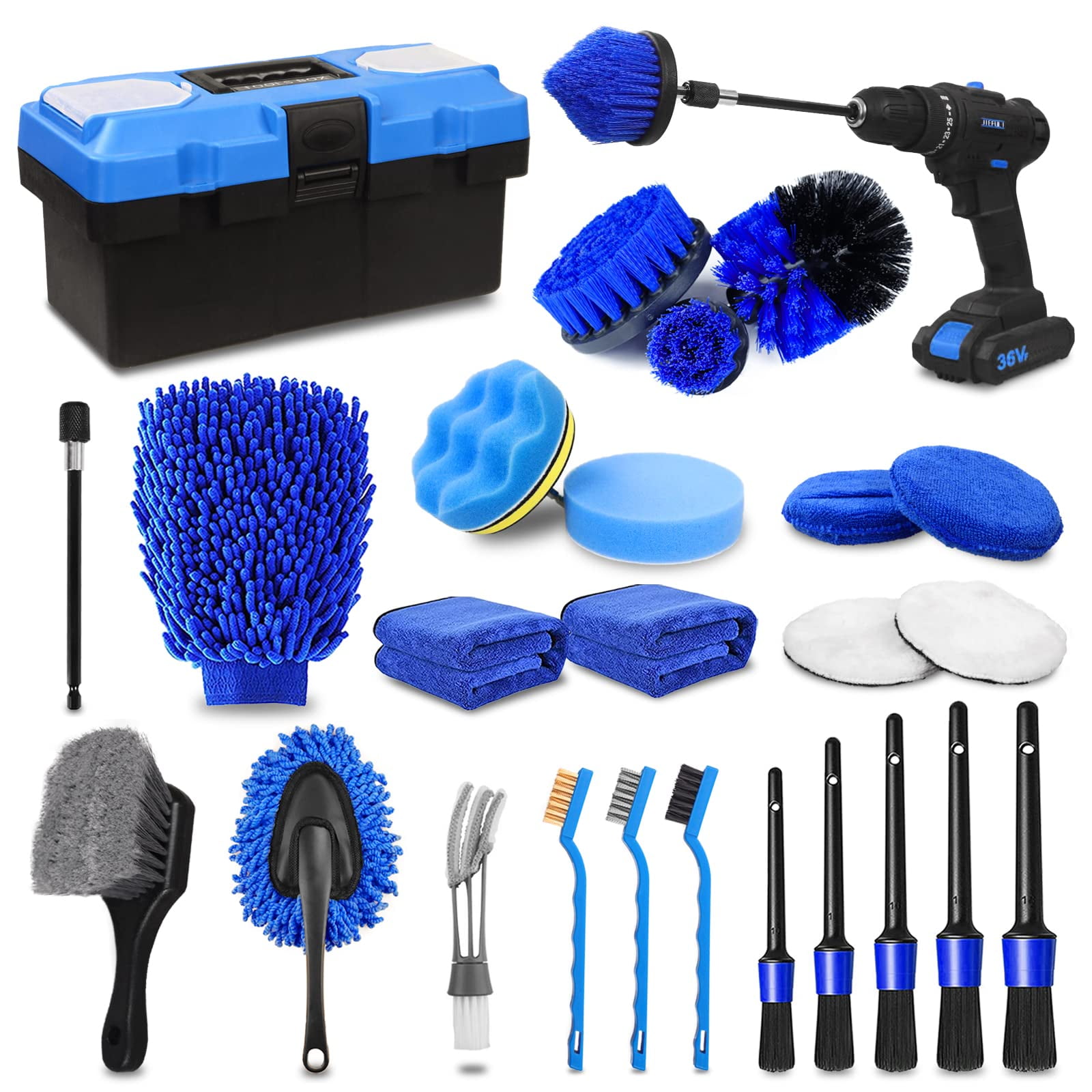 Ttrcb - Kit De Limpieza De Automóviles Juego De 27 Piezas De Cepillos Para Limpieza De Automóviles Co