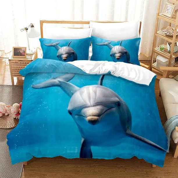 Dolphin Ocean Animal Bedding Set Boys Girls Duvet Cover Pillowcase Bed Kids Adult Home Textileextile Bed Sheets