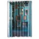 thumbnail image 1 of Cortina de ducha de tela azul, juego de cortinas de baño con ganchos, tamaño 48 x 72 pulgadas, 1 of 3