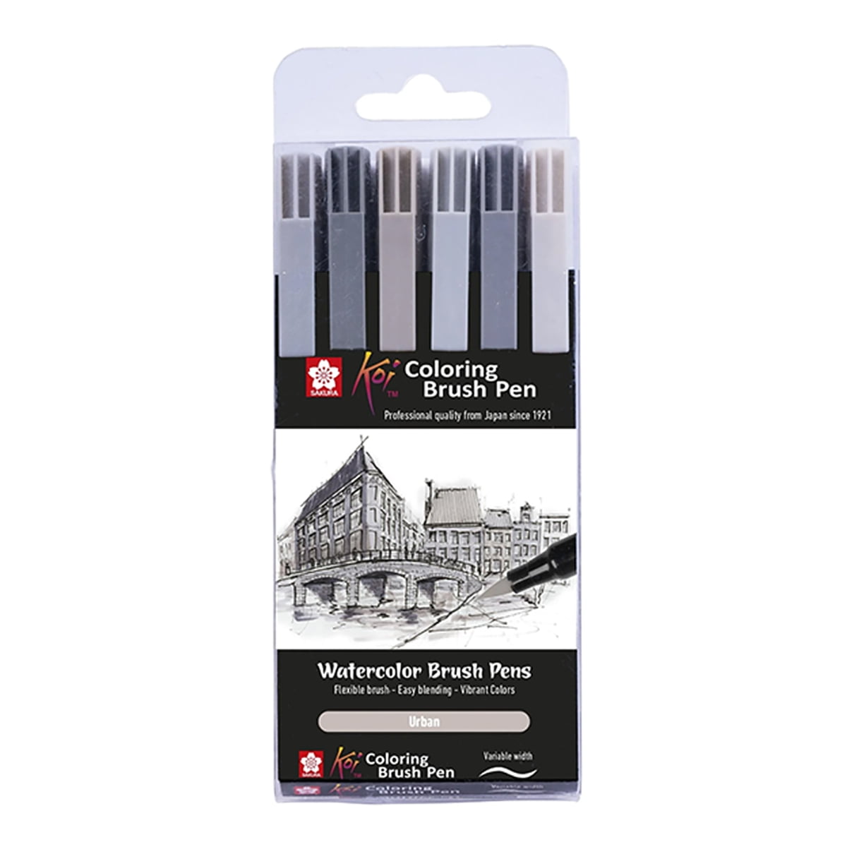 Plumones Punta Pincel Sakura Koi Set 6 Grises