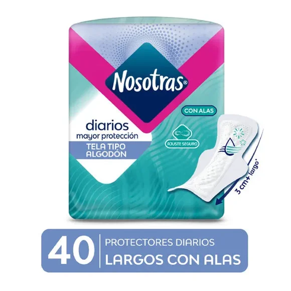Protectores Diarios Largos Con Alas x 40 Unidades