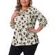 thumbnail image 3 of Agnes Orinda Conjuntos de Halloween Blusa Casual de Talla Grande para Mujer con Cuello de Llave Floral de Manga Larga 3X Beige, 3 of 6