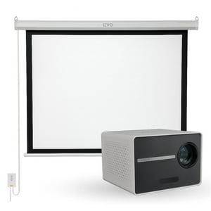 Proyector Portatil Halo 9000Lm + Telón Electrico 100"" Levo Blanco