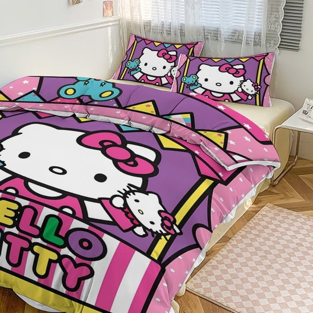 Hello Kitty 3-Piece Reversible Twin Bed Set - Includes 1 Reversible Twin Comforter