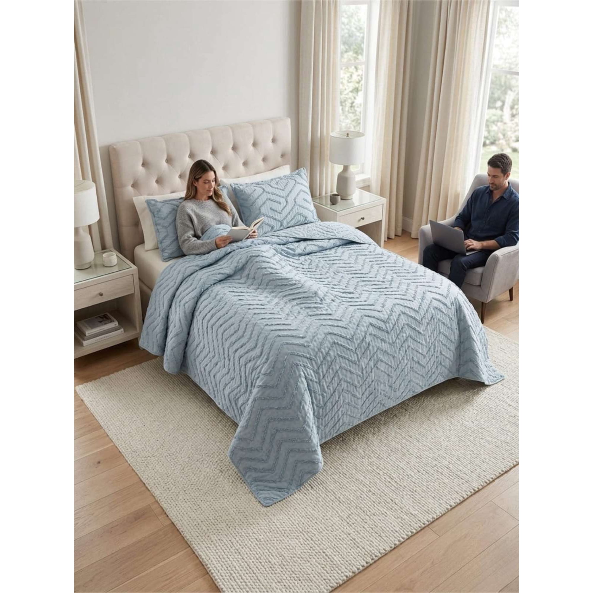 Todo Para El Hogar - Quilt De Verano Tufting Liviano Diseño Geométrico 2 Plazas