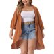 thumbnail image 1 of Agnes Orinda Cardigans de Talla Grande para Mujer Manga Murciélago 3/4 Poliéster Casual Cárdigan 2X Naranja, 1 of 6