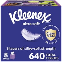Pañuelos Faciales Kleenex Ultra Soft 3 Capas 80 Pañuelos X 8 Cajas