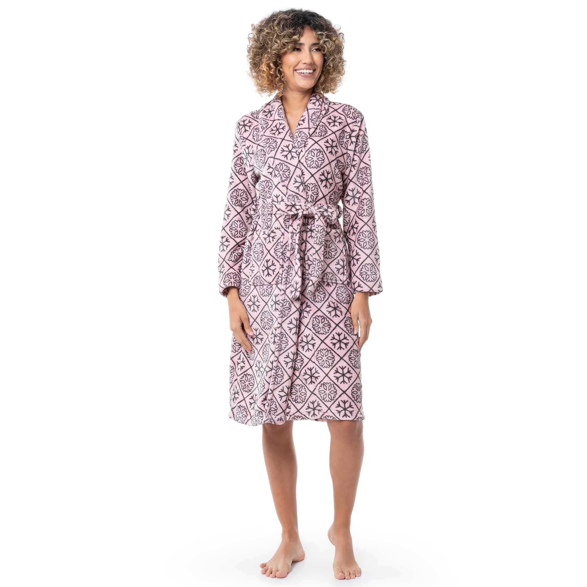 Bata De Forro Polar Fruit Of The Loom Con Diseño De Copos De Nieve Para Mujer Talla 3x