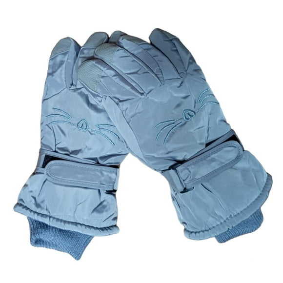 Guantes De Niños Para Nieve, Invierno. Diseño Bigotes Gato Gris