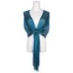 thumbnail image 3 of INSPIRE CHIC Chal Envolvente Metálico Brillante para Mujer con Hebilla y Flecos Elegantes para Boda y Fiesta 74.8x17.7"(LxW) Azul Pavo Real(Azul Pavo Real), 3 of 6