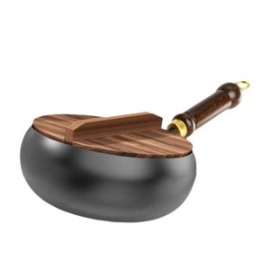 Magideal - Estufa De Wok De 9.45 Pulgadas, Wok De Botón Plano, Versátil Wok De Cocina Caliente, Estufa De Frito Para El Hotel De Restaurantes, Acampar , Tapa De Tapa De Madera