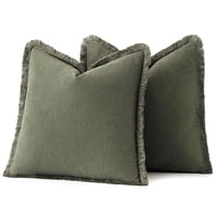 Xusx111 - Conjunto De 2 Cubiertas De Almohada De Tirado De Borde De Lino Decorativo Cozy Boho Cojinera De Granja Con Borlas Cojinera De Acento Suave Para Sofá Sofá Cama Sala De Estar Decoración Del Ho
