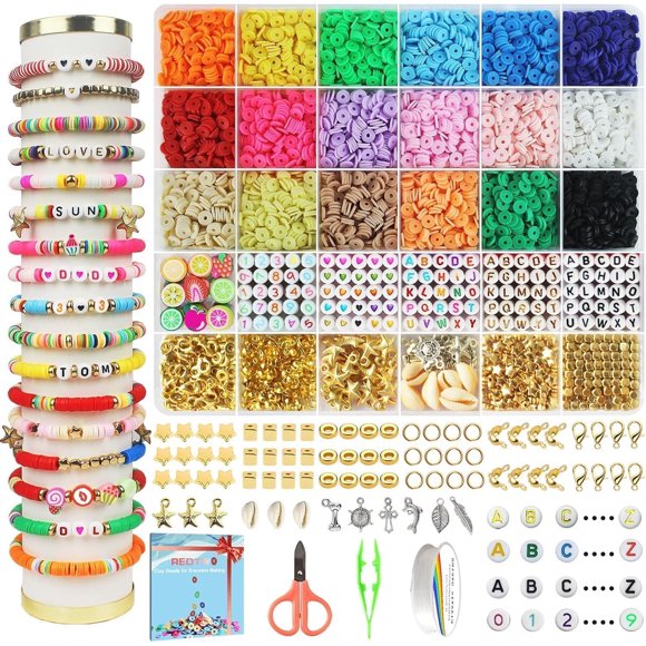 Kit para pulseras Redtwo 5100 cuentas de arcilla de 6 mm
