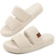 thumbnail image 1 of Pantuflas LongBay para mujer de espuma viscoelástica con doble tira, beige, talla 9-10, 1 of 6