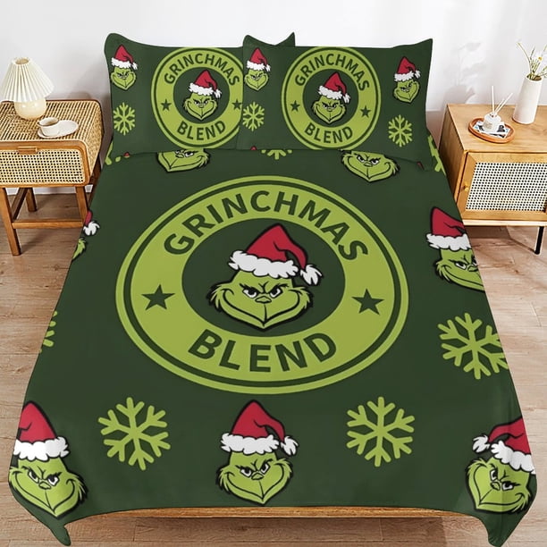 Grinc-h Grin-ch Christmas Grinc-h Grin-ch Christmas Bedding Set Sheet Set for Kids Adults,All Season Lightweight