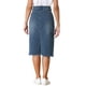 thumbnail image 3 of INSPIRE CHIC Falda de Mezclilla de Cintura Alta para Mujer, Falda de Jean hasta la Rodilla con Dobladillo Deshilachado y Bolsillos Azul XS, 3 of 6