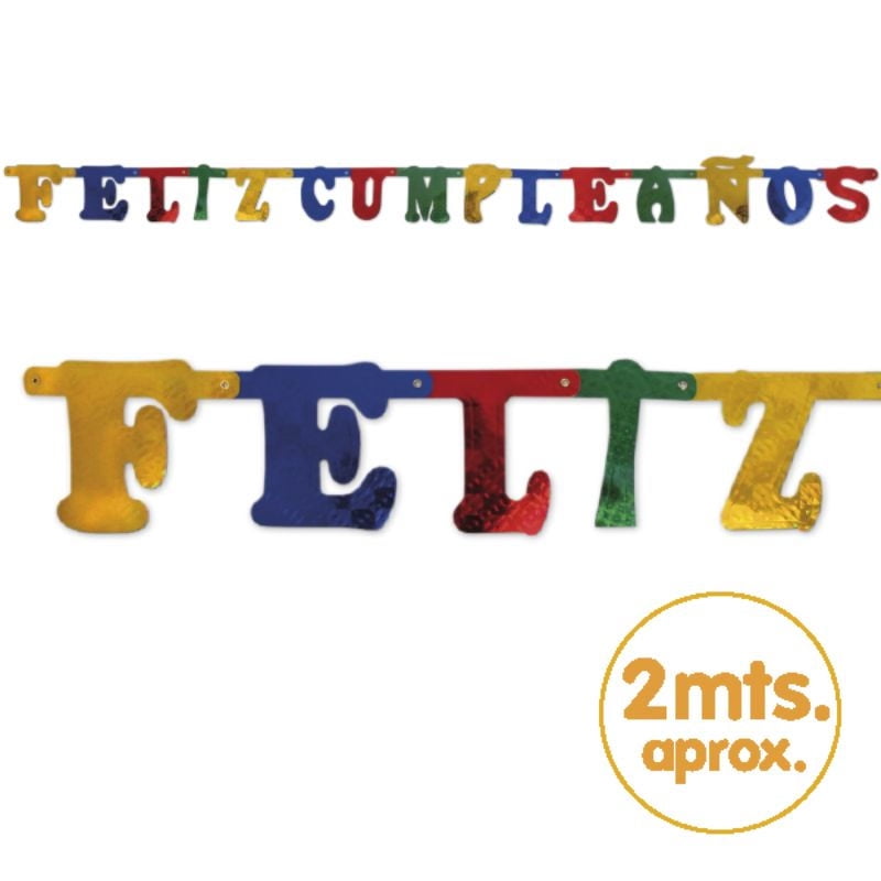 Guirnalda Letras Feliz Cumpleaños 2 Mts Party Express