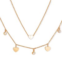 Elbauldejuma - Conjunto Multicapa Colgante Corazón Chapado En Oro 18K Amor
