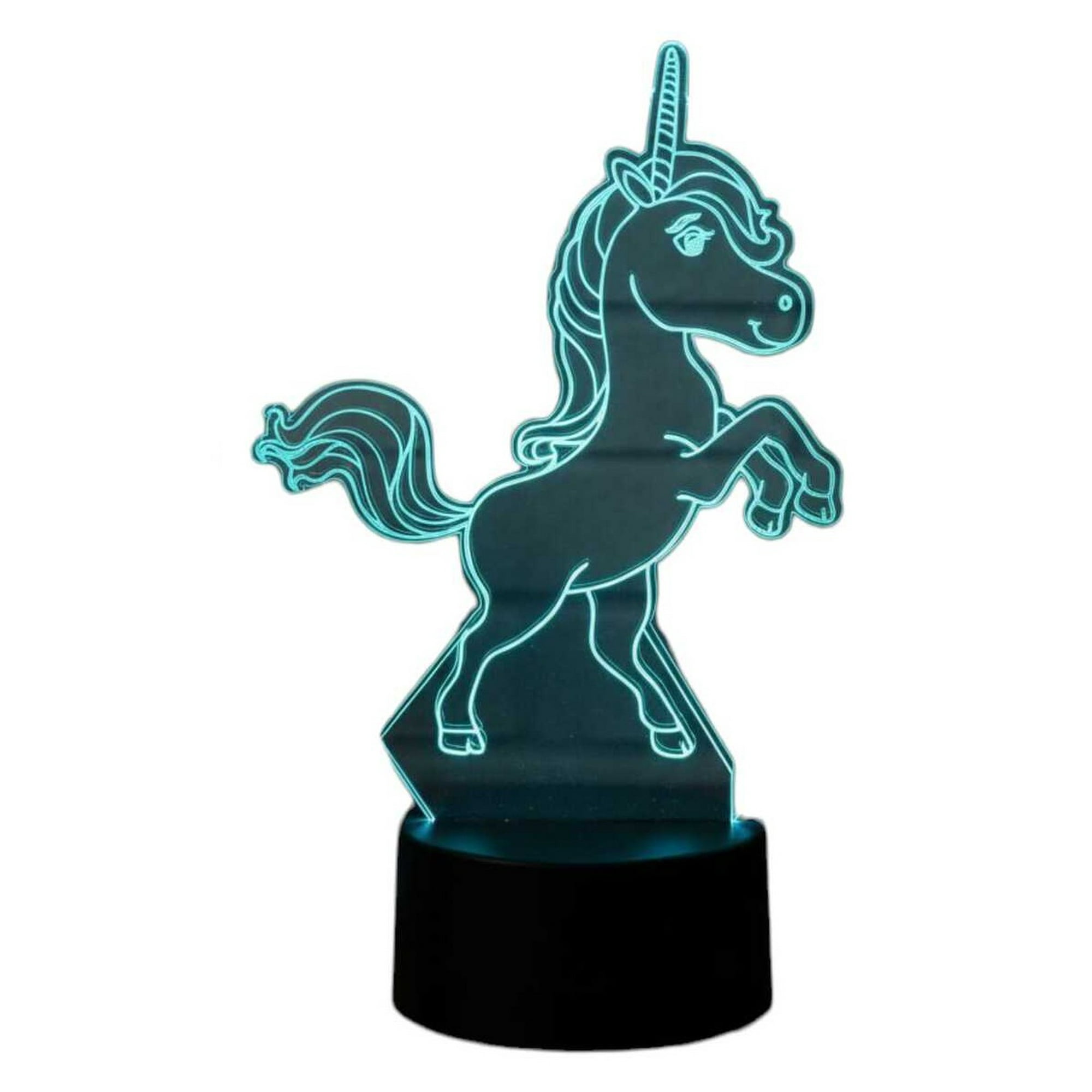 Lampara Ilusion 3d Unicornio De Pie De 7 Colores, Base Touch