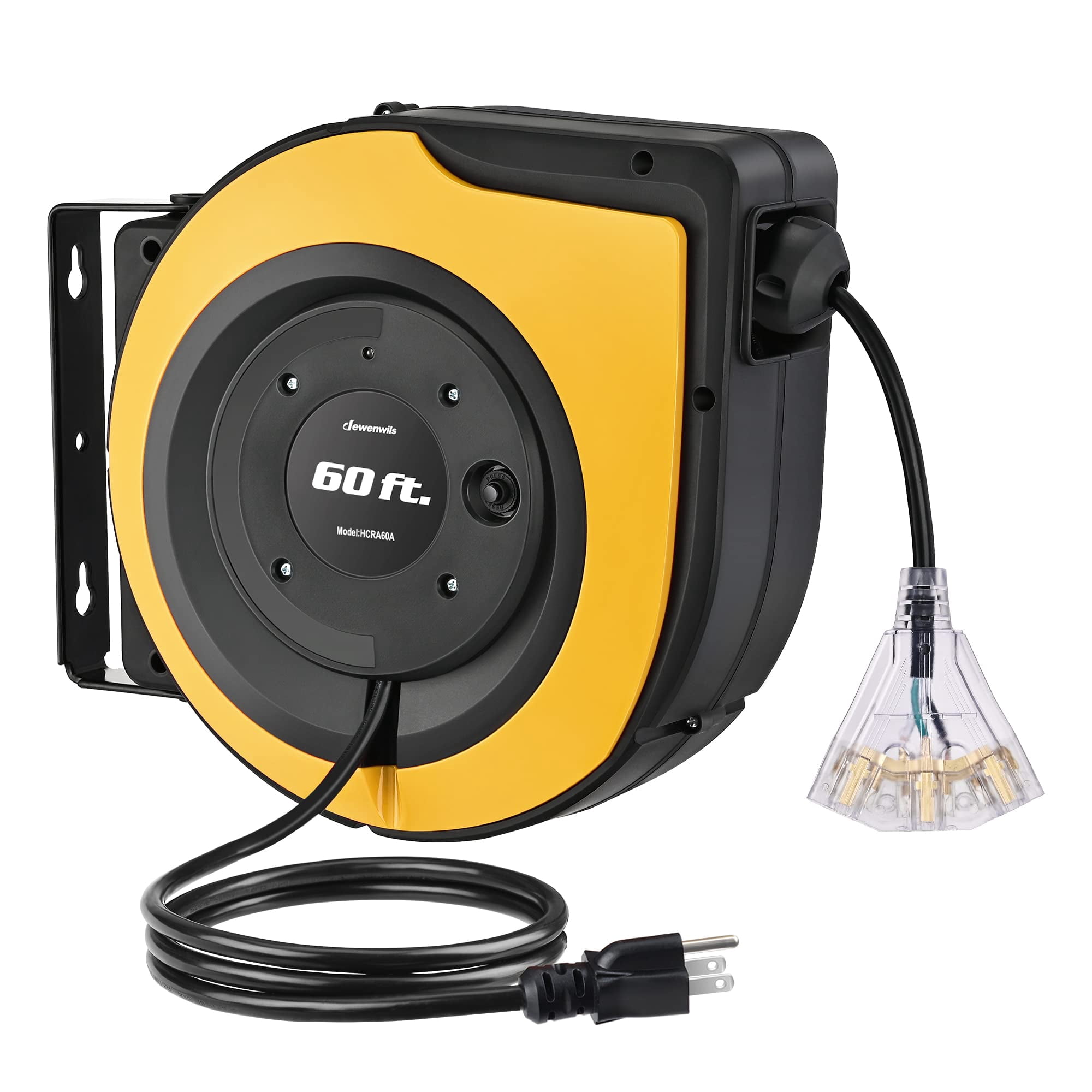 Carrete De Cable Retráctil Dewenwils De 60 Pies, Resistente, 15 A, Certificado Ul