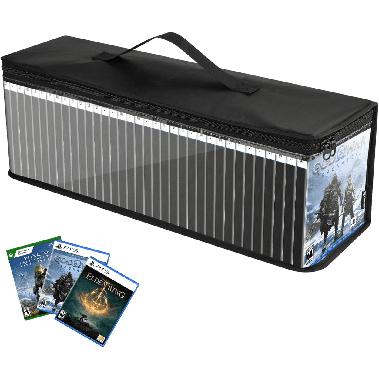 Genérico - Bolsa De Almacenamiento De Videojuegos Compatible Con Ps5 Ps4 Ps3 Xbox One Juegos, Funda De Transporte Portátil Puede Contener 30-35 Discos De Juego, Tpu Claro Organizador De Juego De Pie - Negro