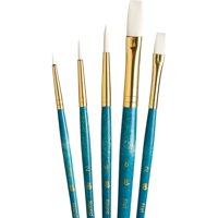 Set 5 Pinceles Princeton Mango Corto Pelo Taklon Blanco