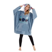 Sudadera Con Capucha Disney Stitch Para Mujer, Forro Polar Cálido, Azul