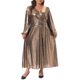 thumbnail image 2 of Agnes Orinda Disfraces de Halloween para Mujeres Tallas Grandes Vestidos de Fiesta de Escuela y Universidad Metálico con Cuello en V Fruncido y Mangas de Linterna Vestido de Noche Elegante L Dorado, 2 of 6