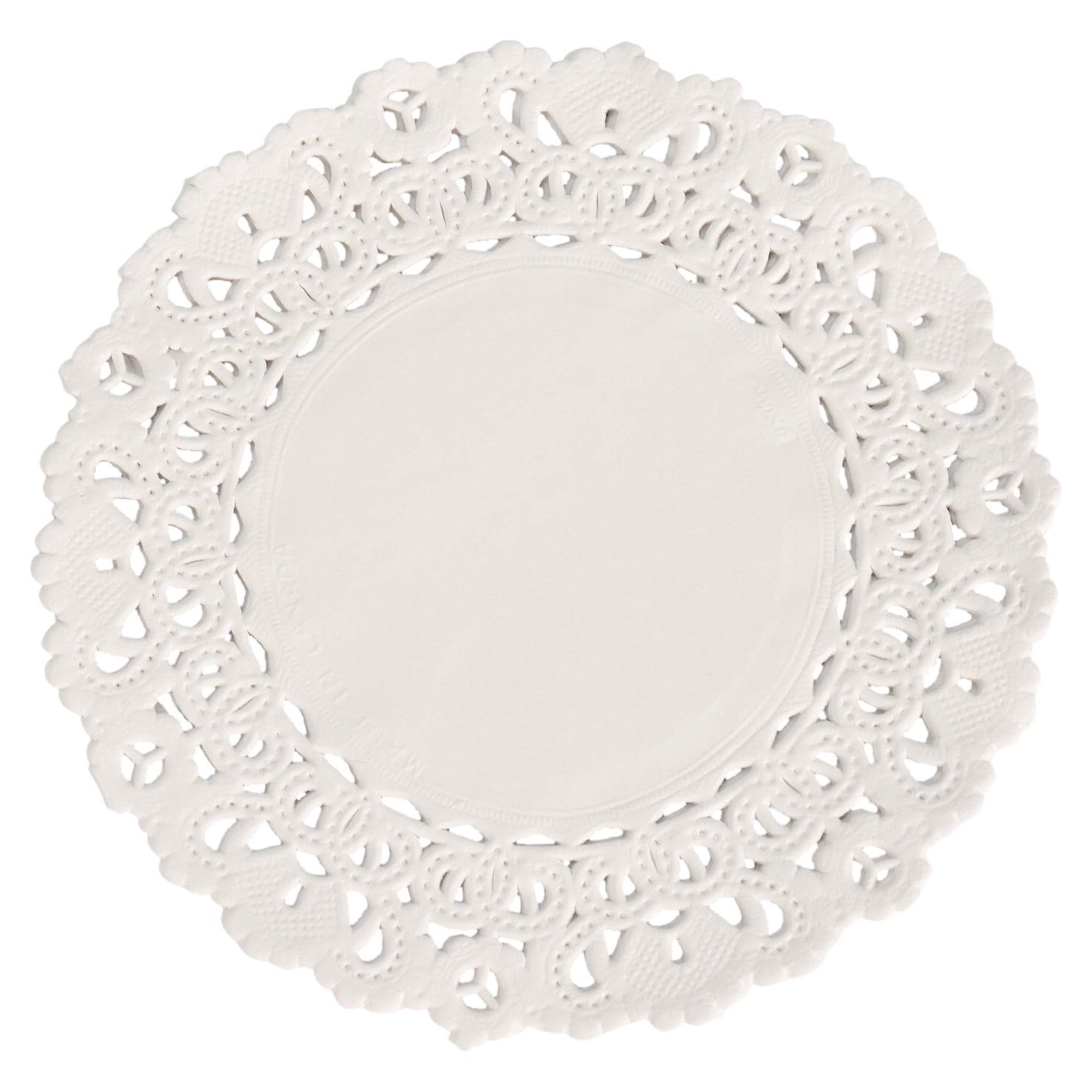 School Smart - Tapetes De Papel Con Encaje Escolar, Redondos, 10 Cm, 100 Unidades, Color Blanco