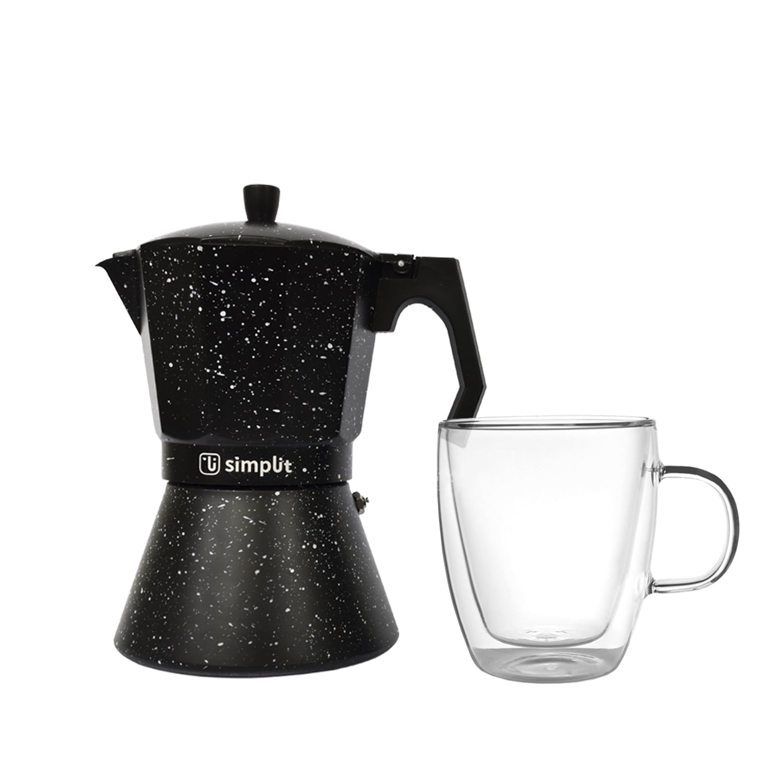 Simplit - Pack Cafetera Italiana 4 Tazas + Taza Doble Pared 350 Ml