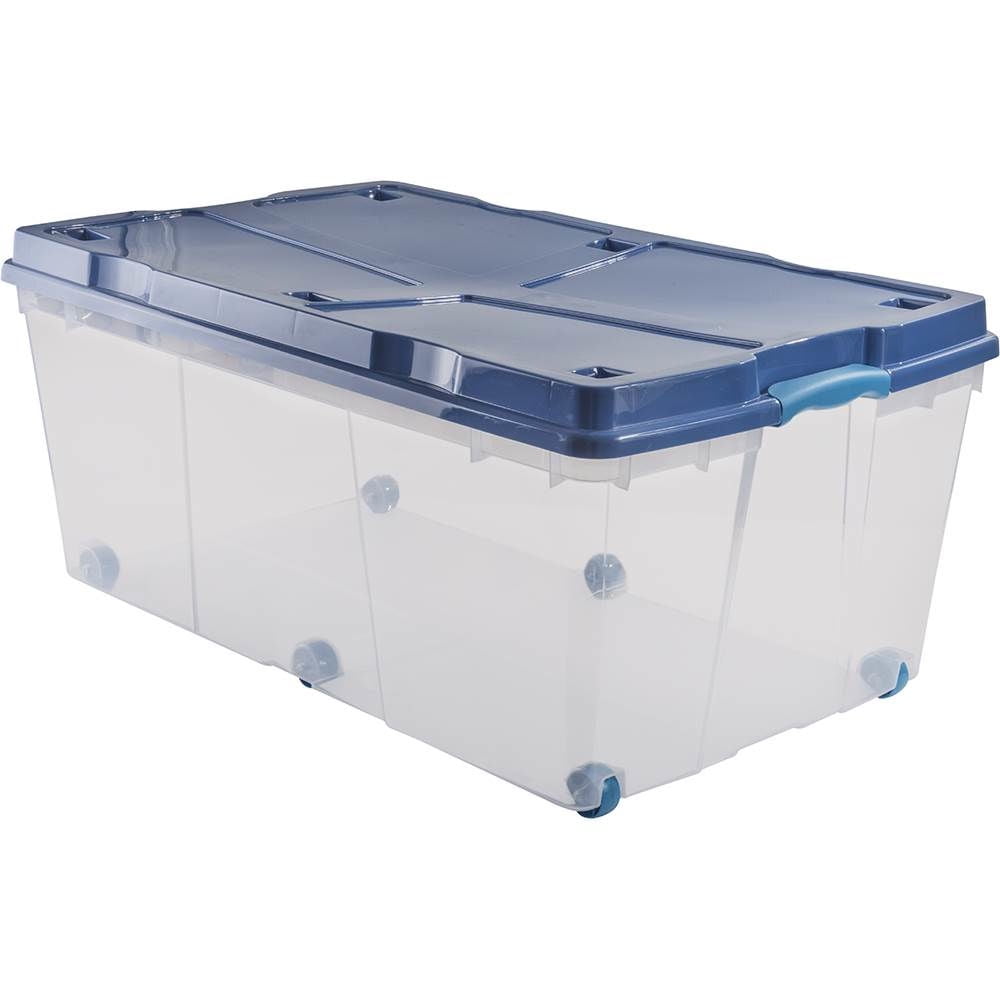 Wenco - Caja Organizadora Con Ruedas 100L Rollbox Plástico Transparente