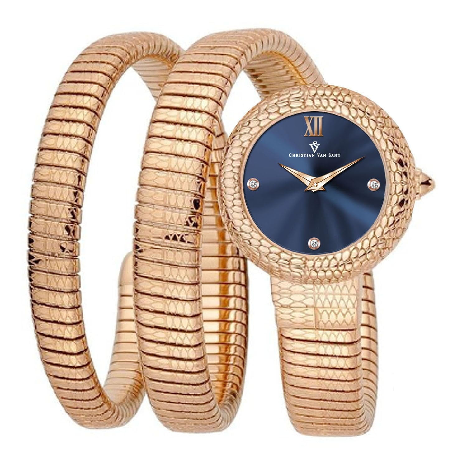 Reloj Christian Van Sant Naga De Acero Inoxidable Para Mujer Con Esfera Azul