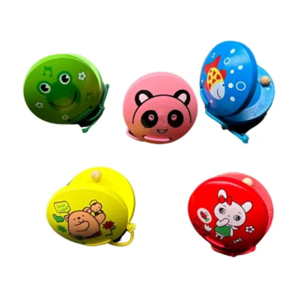 Genérico - Set 2 Juguete Musical De Castañuelas De Madera Con Dibujos Animado